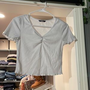 SHEIN cropped lettuce edge shirt
